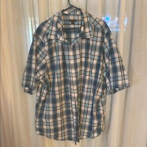 George Blue and White Plaid Casual Shirt